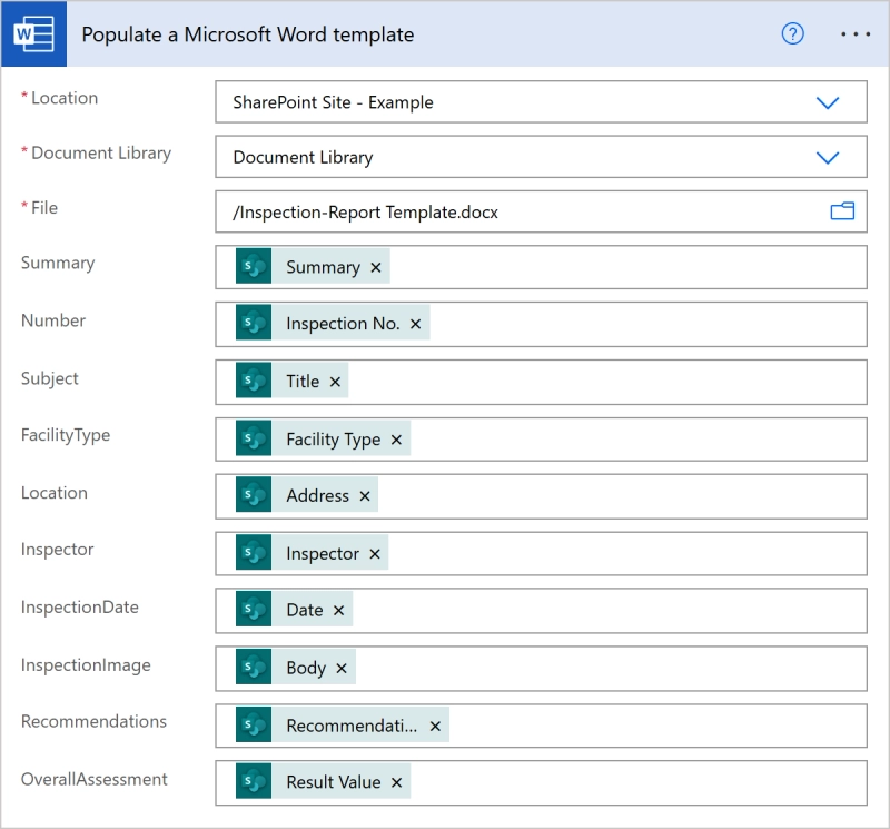 Step 3: Populate a Microsoft Word template