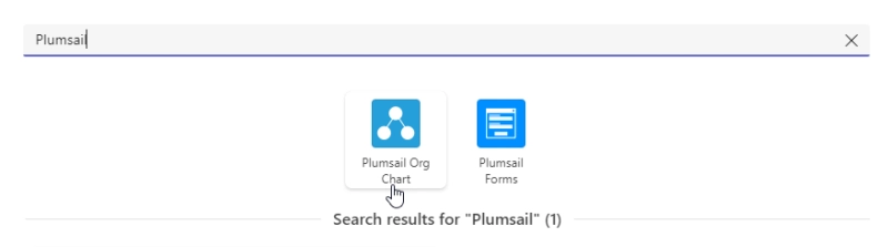 Search Plumsail OrgChart in Microsoft Teams