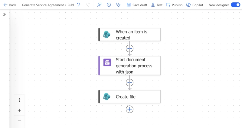 Full  Power Automate flow for generating agreements