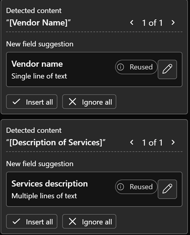 Structured document generation - Copilot suggestions for placeholders