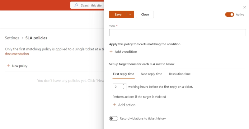 SLA for HelpDesk ticketing sytem