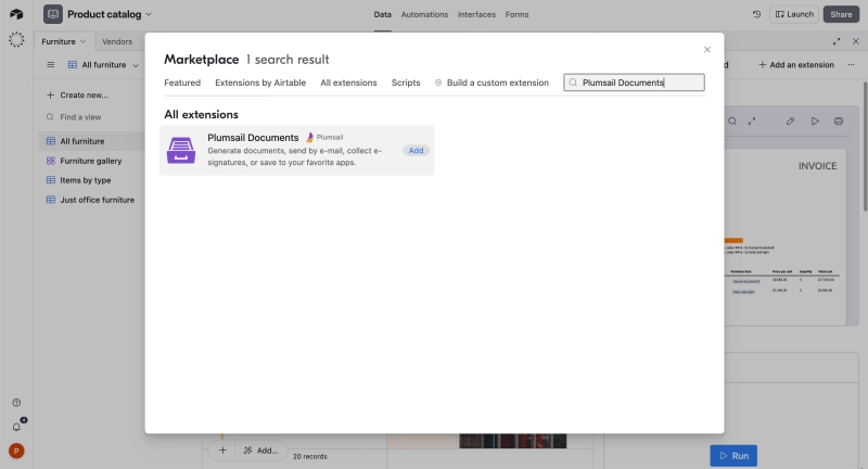 Add Plumsail Documents to print multiple Airtable records on one page