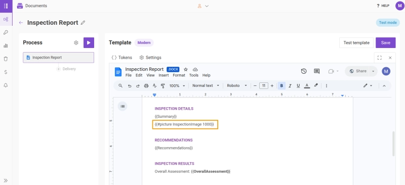 Setting up the template - Pictures