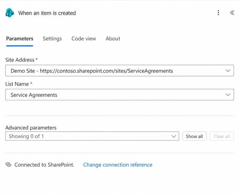 Configure trigger in Power Automate