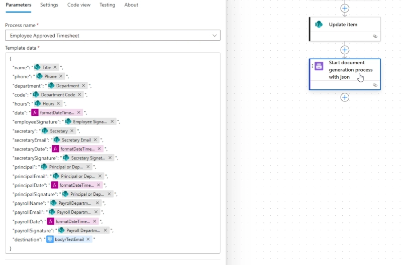 Start PDF generation in Power Automate