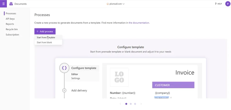 Plumsail Documents start from template