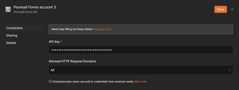 Plumsail Forms credential in n8n