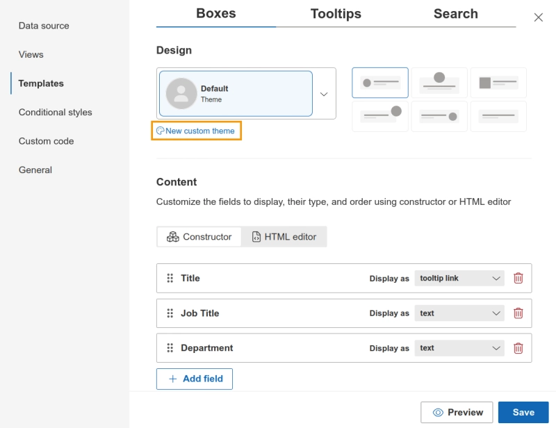 Customizing themes in Plumsail Org Chart