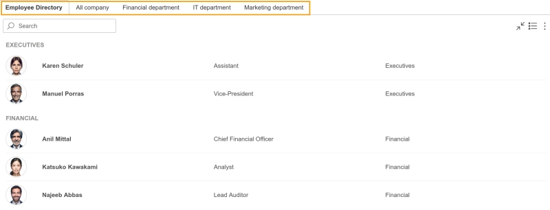 View list as tabs in the Org Chart web part