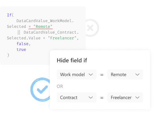 Build conditions without complex formulas