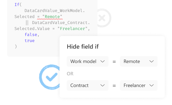 Build conditions without complex formulas