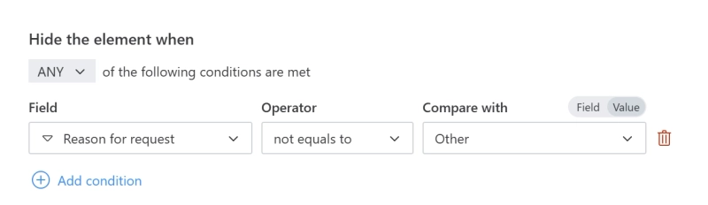 Rule to check selected value