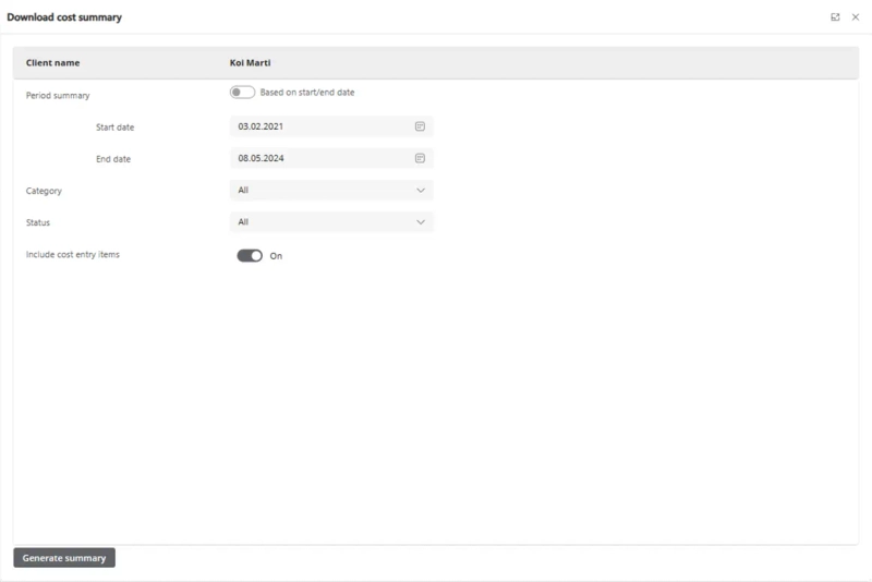 Wizard for the generation of cost summaries using Power Apps – Canvas App