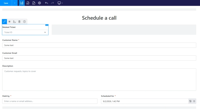Schedule a call form designed in Plumsail Forms