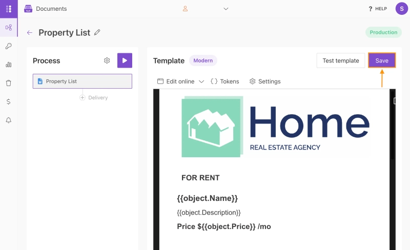 plumsail set template