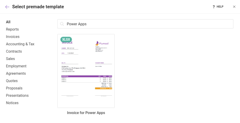 Choose a template for Power Apps