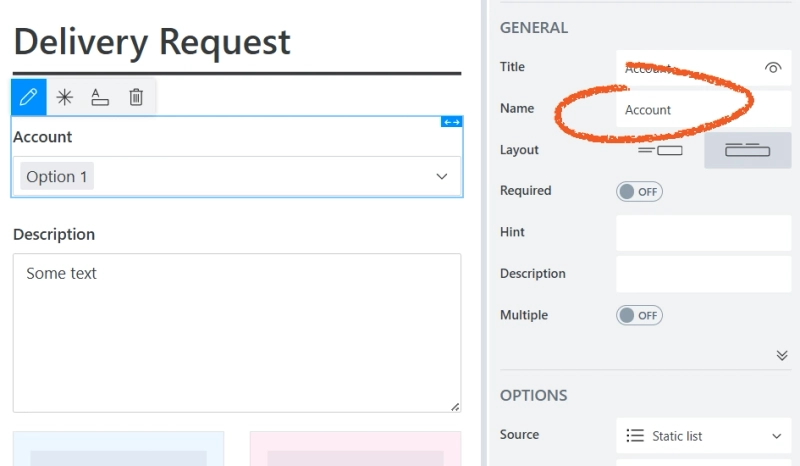 Copy field name in Plumsail Forms