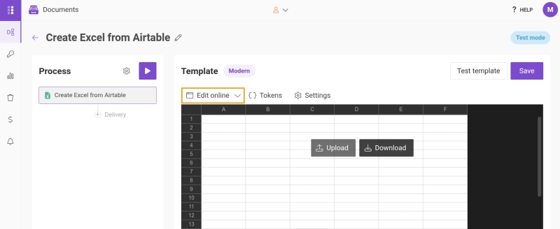 Edit template options