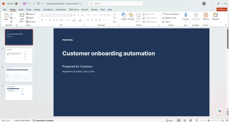 Generated PowerPoint proposal presentation