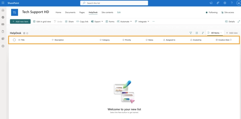 SharePoint list view for tickets