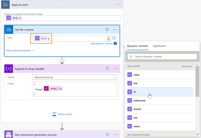 populate images into excel from ms form onedrive