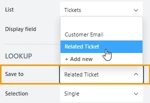 Save to property in lookup control's property inspector