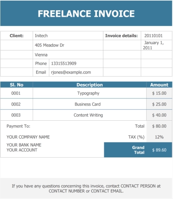 freelance invoice