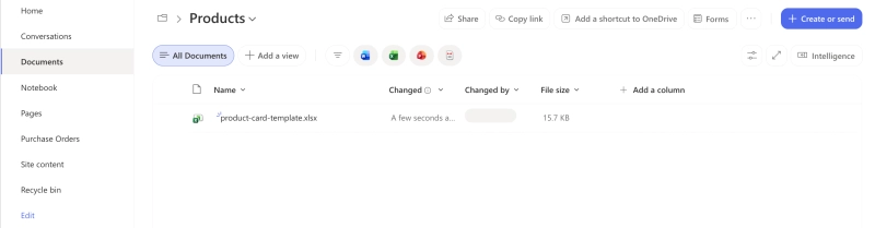 Upload your Excel template to a SharePoint folder