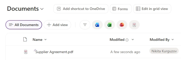 Result PDF uploaded to SharePoint