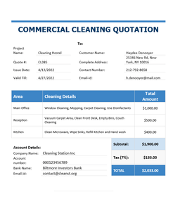 Commercial cleaning quotation