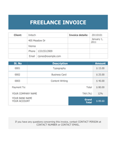 Freelance invoice
