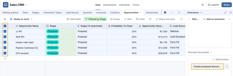 Generate proposal button