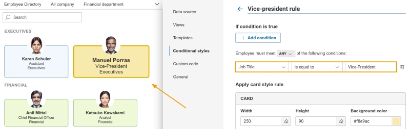 Custom styles settings within the configuration wizard