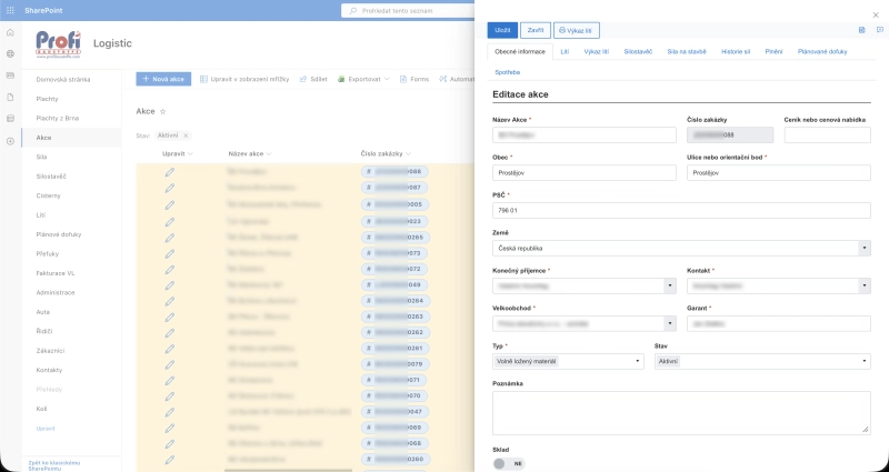 Job form in SharePoint built with Plumsail Forms, opened in a panel over the list view