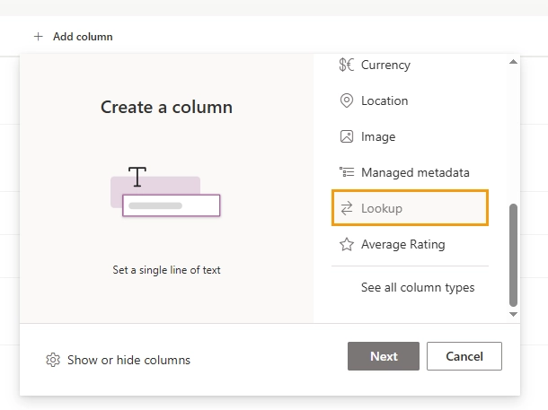 Lookup column