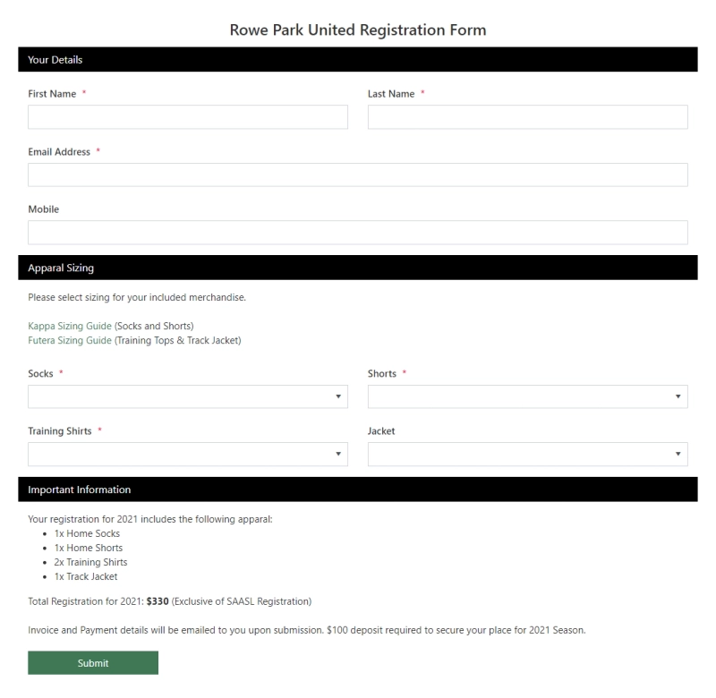 Club Registration Form